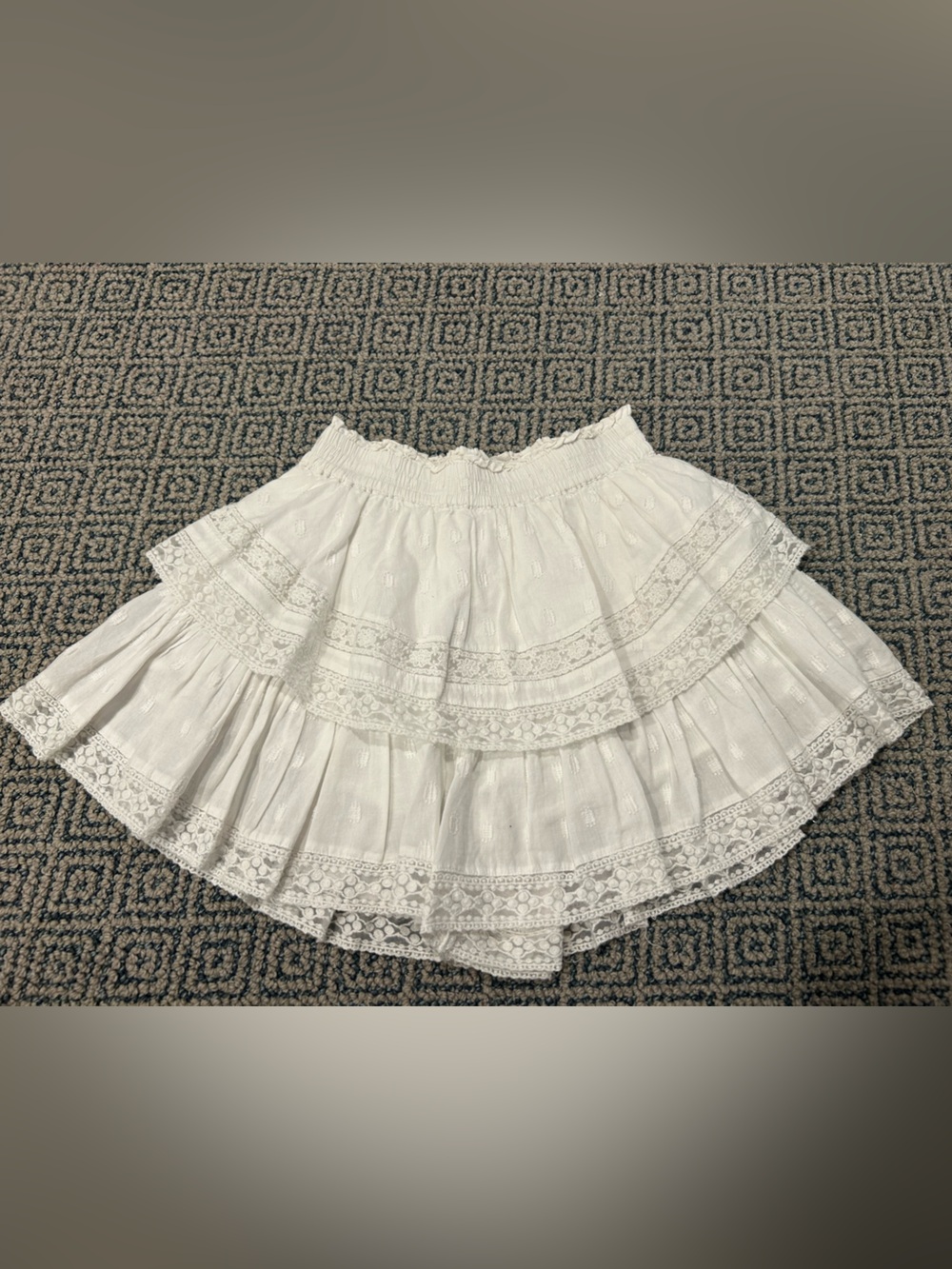 White Tiered Lace Mini Skirt